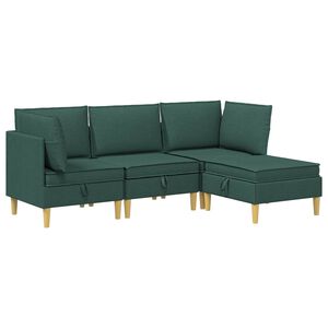 vidaXL Modul&aacute;rn&iacute; pohovka se storage 4 pcs Tmavě zelen&aacute; Textil
