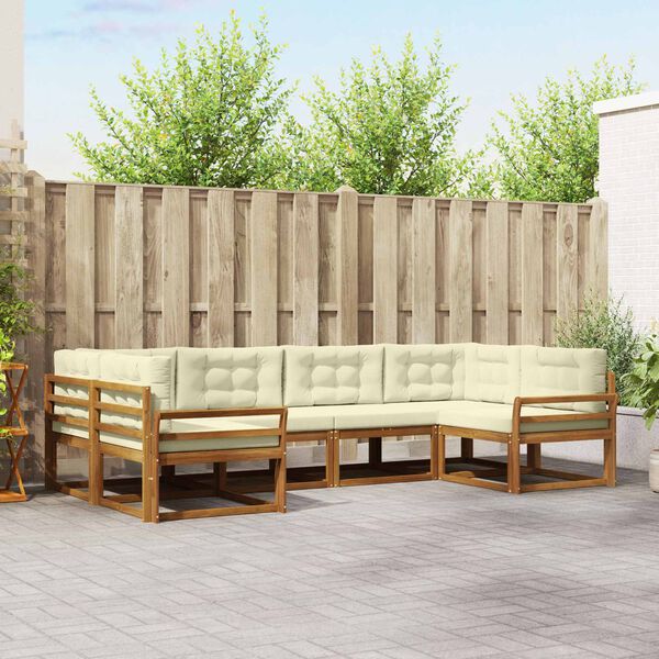 vidaXL Venkovn&iacute; pohovkov&aacute; souprava 6 pcs Přirozen&aacute; a Kr&eacute;mov&aacute;