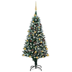 vidaXL Uměl&yacute; v&aacute;nočn&iacute; strom s LED a sadou koul&iacute; a &scaron;i&scaron;kami 180 cm
