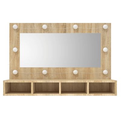 vidaXL Zrcadlová skříňka s LED dub sonoma 90 x 31,5 x 62 cm