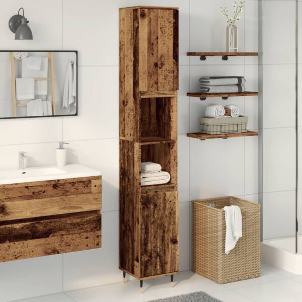 vidaXL Koupelnová skříňka old wood 30 x 30 x 190 cm kompozitní dřevo