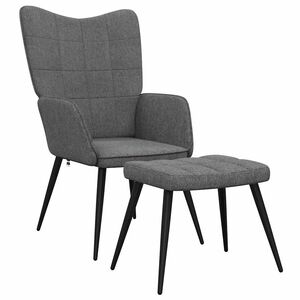 vidaXL Relaxačn&iacute; židle se stoličkou tmavě &scaron;ed&aacute; textil