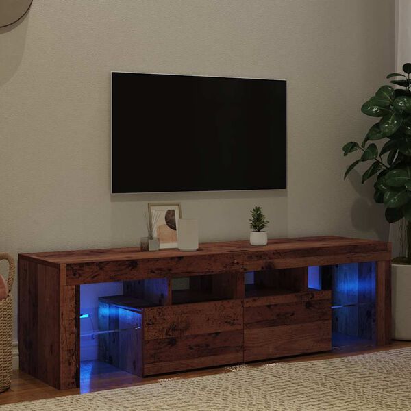 vidaXL TV stolek s LED old wood 140 x 36,5 x 40 cm kompozitní dřevo