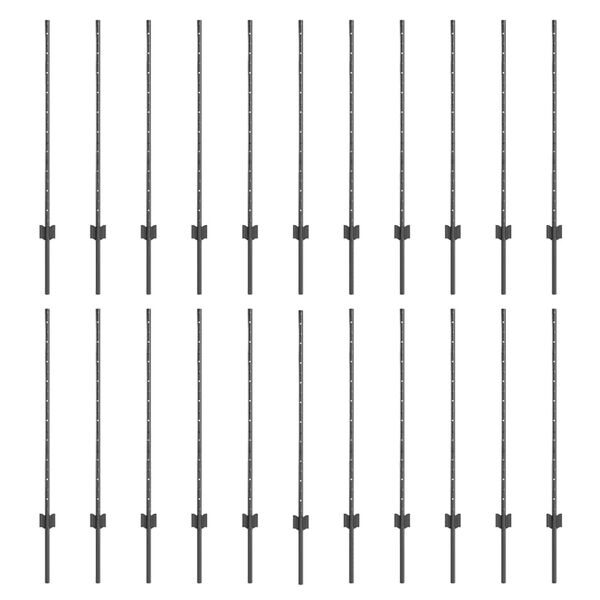 vidaXL Plotový sloupek. 44 pcs Šedá 140 cm Ocel