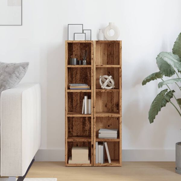 vidaXL Skř&iacute;ňky na CD 2 ks old wood 21 x 16 x 93,5 cm kompozitn&iacute; dřevo