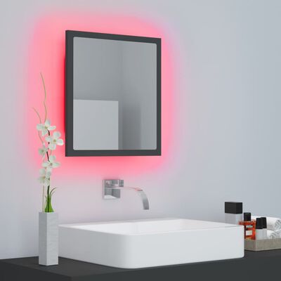 vidaXL LED koupelnové zrcadlo šedé 40 x 8,5 x 37 cm akrylové