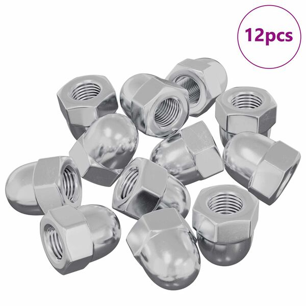 vidaXL Matice 12 pcs Stř&iacute;brn&aacute; M6 x 10 mm Železo