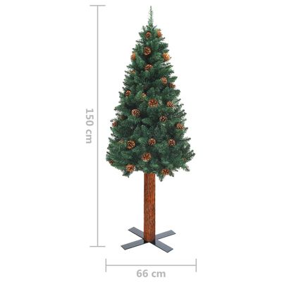 vidaXL Úzký vánoční stromek s LED a sadou koulí zelený 150 cm PVC