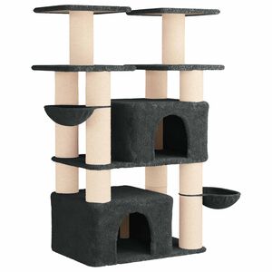 vidaXL Kočič&iacute; strom se &scaron;krabac&iacute;mi sloupky sisal Tmavě &scaron;ed&aacute; 147 cm 2 ks