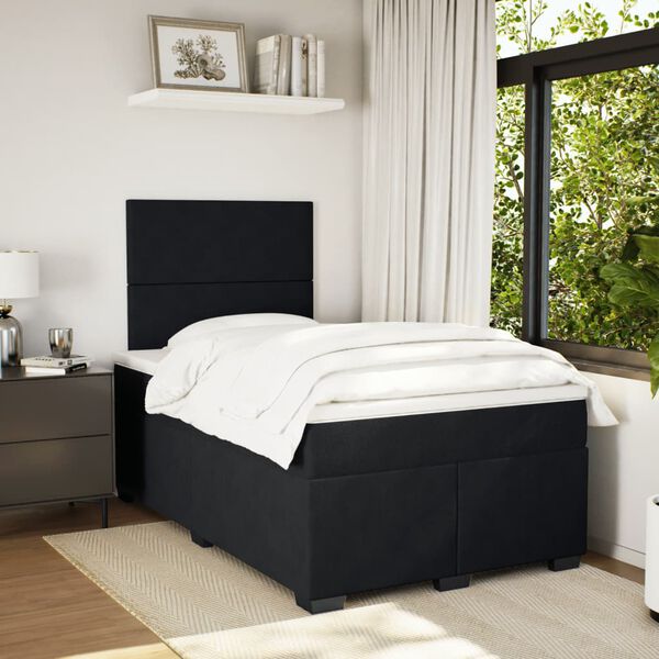 vidaXL Box spring postel s matrac&iacute; čern&aacute; 120 x 190 cm samet