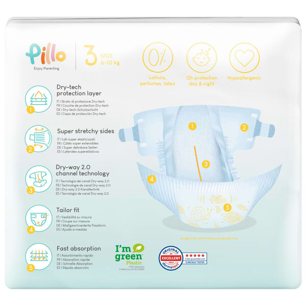 Pillo Dětsk&eacute; plenky 168 ks velikost 3 (6&ndash;10 kg)