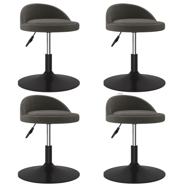 vidaXL Otočn&eacute; j&iacute;deln&iacute; židle 4 ks tmavě &scaron;ed&eacute; samet