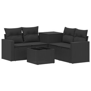 vidaXL Set pohovek 6 ks Čern&aacute; 55 x 55 x 37 cm Poly ratan a ocel