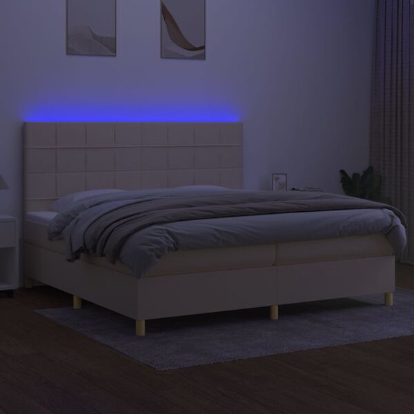 vidaXL Box spring postel s matrac&iacute; a LED kr&eacute;mov&aacute; 200x200 cm textil