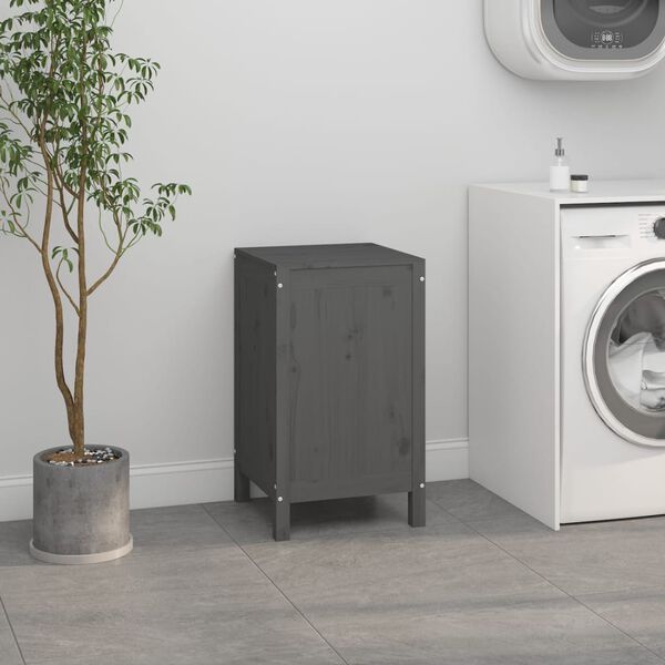 vidaXL Box na prádlo šedý 44 x 44 x 76 cm masivní borové dřevo