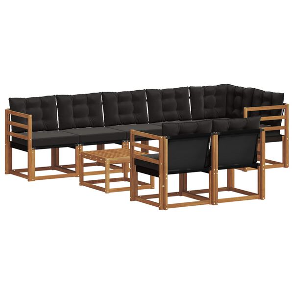 vidaXL Venkovn&iacute; pohovkov&aacute; souprava s pol&scaron;t&aacute;řem 9 pcs Přirozen&aacute; a čern&aacute;