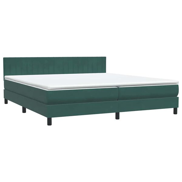 vidaXL Box spring postel s matrac&iacute; tmavě zelen&aacute; 180x220 cm samet