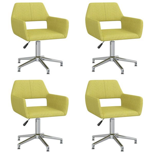 vidaXL Otočn&eacute; j&iacute;deln&iacute; židle 4 ks zelen&aacute; textil