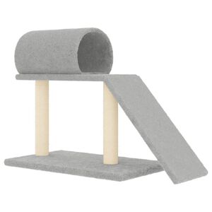 vidaXL &Scaron;krabadlo pro kočky s tunelem a žebř&iacute;kem světle &scaron;ed&eacute; 55,5 cm