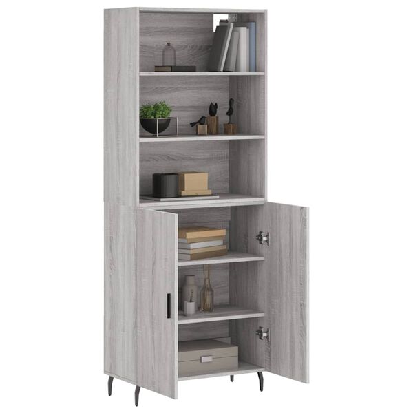 vidaXL Skř&iacute;ň highboard &scaron;ed&aacute; sonoma 69,5 x 34 x 180 cm kompozitn&iacute; dřevo