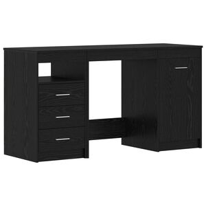 vidaXL Stůl s polic&iacute; 2 ks Čern&yacute; dub 140 x 50 x 76 cm Kompozitn&iacute; dřevo