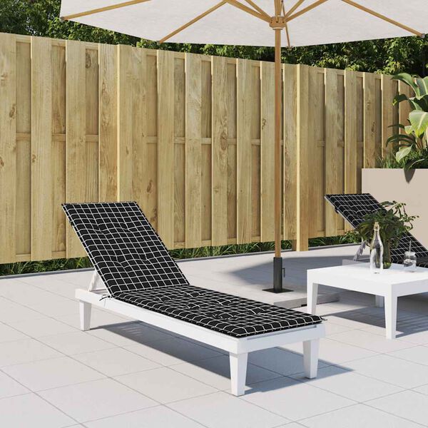 vidaXL Poduška na lehátko černá károvaná oxfordská látka