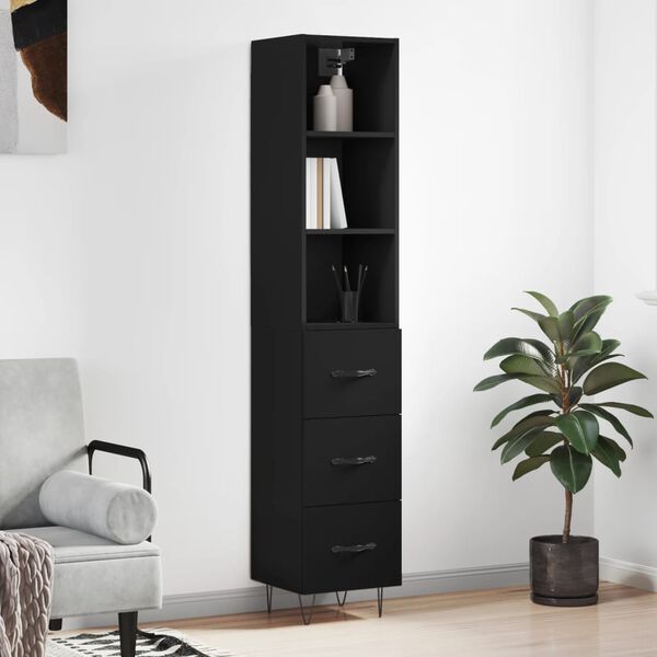 vidaXL Skř&iacute;ň highboard čern&aacute; 34,5 x 34 x 180 cm kompozitn&iacute; dřevo