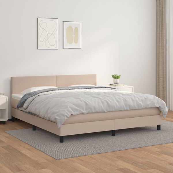 vidaXL Box spring postel s matrac&iacute; cappuccino 180 x 200 cm uměl&aacute; kůže