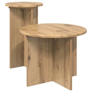 vidaXL Sada odkl&aacute;dac&iacute;ch stolků 2 ks Dub artisan &Oslash; 45 x 35 cm