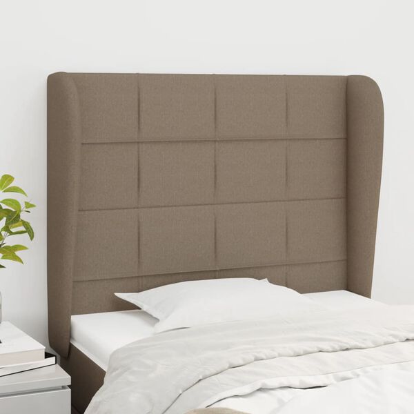 vidaXL Čelo postele typu u&scaron;&aacute;k taupe 93x23x118/128 cm textil