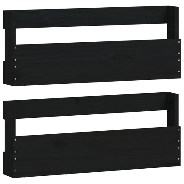 vidaXL N&aacute;stěnn&eacute; botn&iacute;ky 2 ks čern&eacute; 59x9x23 cm masivn&iacute; ak&aacute;ciov&eacute; dřevo