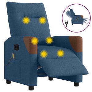 vidaXL Elektrick&eacute; mas&aacute;žn&iacute; polohovac&iacute; křeslo modr&eacute; textil