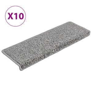vidaXL Schodov&eacute; rohože 10 ks 65 x 21 x 4 cm &scaron;ed&eacute; s obd&eacute;ln&iacute;kov&yacute;m okrajem