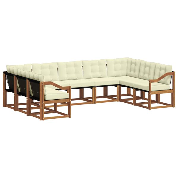 vidaXL Venkovn&iacute; pohovkov&aacute; souprava 9 pcs Přirozen&aacute; a Kr&eacute;mov&aacute;