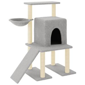 vidaXL &Scaron;krabadlo pro kočky se sisalov&yacute;mi sloupky světle &scaron;ed&eacute; 96,5 cm