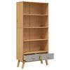 vidaXL Knihovna se 4 policemi OLDEN &scaron;ed&aacute; a hněd&aacute; masivn&iacute; borov&eacute; dřevo