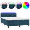vidaXL Box spring postel s matrac&iacute; a LED tmavě modr&aacute; 140x200 cm samet