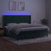 vidaXL Box spring postel s matrac&iacute; a LED tmavě zelen&aacute; 200x200 cm samet