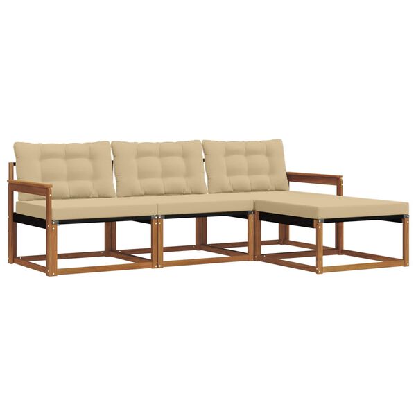 vidaXL Venkovn&iacute; pohovkov&aacute; souprava 4 pcs Přirozen&aacute; a B&eacute;žov&aacute;