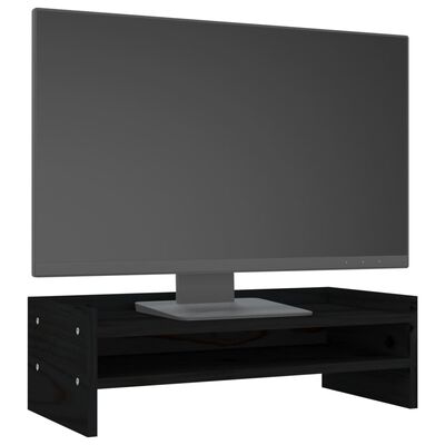 vidaXL Stojan na monitor černý 50 x 24 x 16 cm masivní borové dřevo