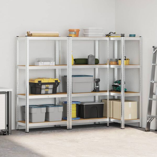 vidaXL 4patrov&eacute; &uacute;ložn&eacute; reg&aacute;ly 3 ks stř&iacute;brn&eacute; ocel a kompozitn&iacute; dřevo