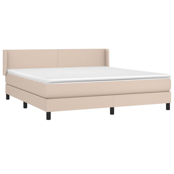 vidaXL Box spring postel s matrac&iacute; cappuccino 180 x 200 cm uměl&aacute; kůže