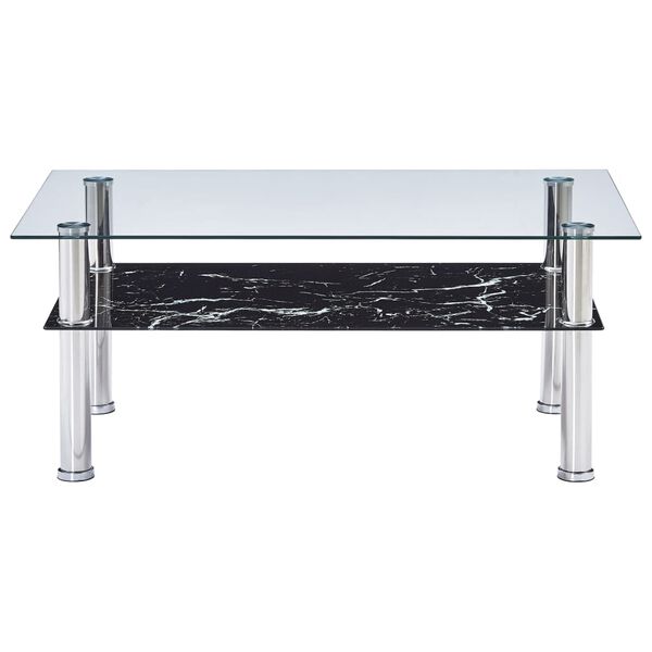 280099 vidaXL Coffee Table with Marble Look Black 100x60x42 cm Tempered Glass