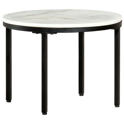 vidaXL Konferenční stolek bílý a černý Ø 50 cm pravý masivní mramor