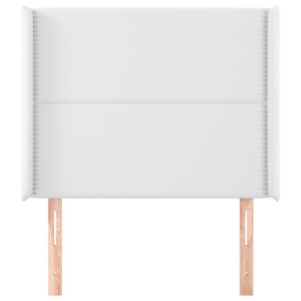 vidaXL Čelo postele typu u&scaron;&aacute;k b&iacute;l&eacute; 93x16x118/128 cm uměl&aacute; kůže