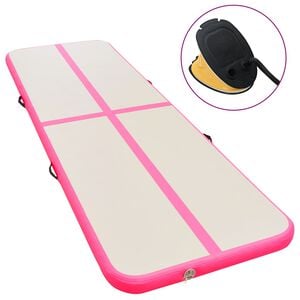 vidaXL Nafukovac&iacute; cvičebn&iacute; podložka s pumpou 300x100x10 cm PVC růžov&aacute;