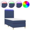 vidaXL Box spring postel s matrac&iacute; a LED modr&aacute; 90x190 cm textil