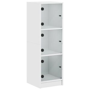 vidaXL Highboard se skleněn&yacute;mi dv&iacute;řky b&iacute;l&yacute; 35 x 37 x 109 cm