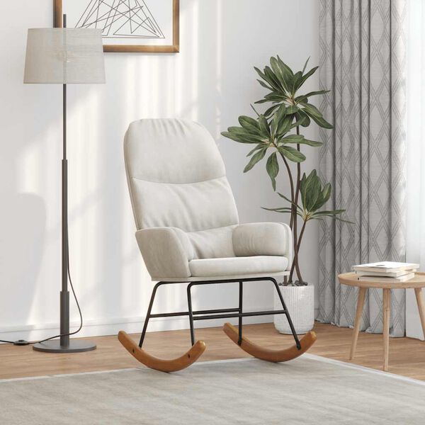 vidaXL Houpac&iacute; křeslo kr&eacute;mově b&iacute;l&eacute; samet