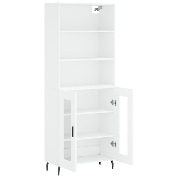 vidaXL Skř&iacute;ň highboard b&iacute;l&aacute; 69,5 x 34 x 180 cm kompozitn&iacute; dřevo